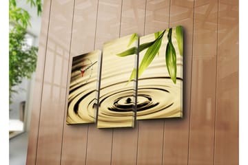 Dekorativ Canvasmålning med Klocka 3 Delar - Flerfärgad - Inredning - Väggdekor - Väggklocka & väggur