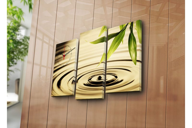 Dekorativ Canvasmålning med Klocka 3 Delar, Flerfärgad