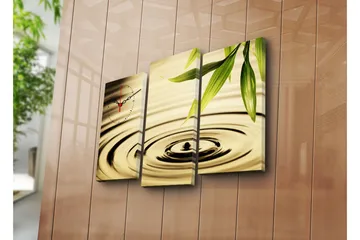 Dekorativ Canvasmålning med Klocka 3 Delar - Flerfärgad - Inredning - Väggdekor - Väggklocka & väggur