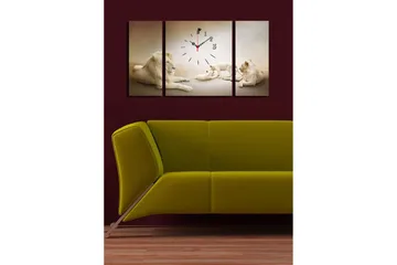 Dekorativ Canvasmålning med Klocka 3 Delar - Flerfärgad - Inredning - Väggdekor - Väggklocka & väggur