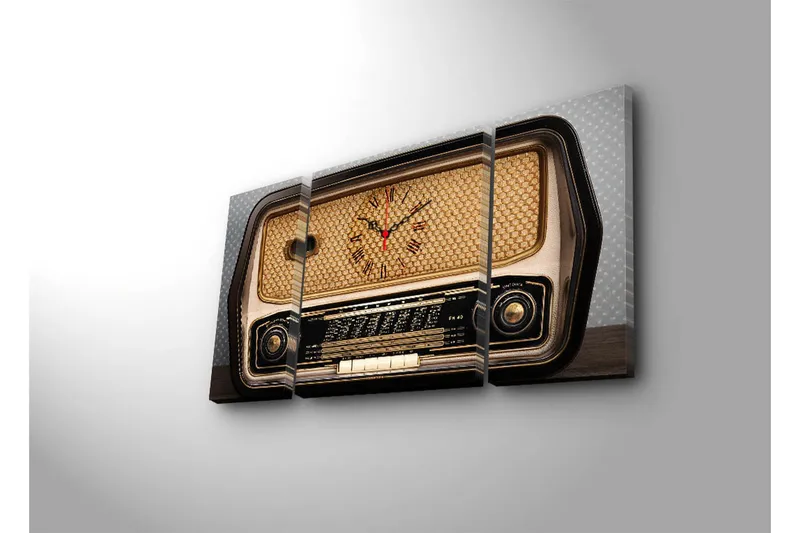 Dekorativ Canvasmålning med Klocka 3 Delar - Flerfärgad - Inredning - Väggdekor - Väggklocka & väggur