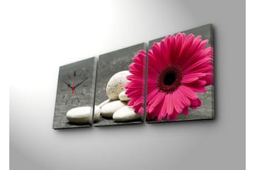 Dekorativ Canvasmålning med Klocka 3 Delar - Flerfärgad - Inredning - Väggdekor - Väggklocka & väggur