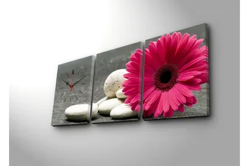 Dekorativ Canvasmålning med Klocka 3 Delar - Flerfärgad - Inredning - Väggdekor - Väggklocka & väggur