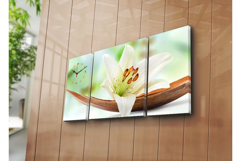 Dekorativ Canvasmålning med Klocka 3 Delar, Flerfärgad