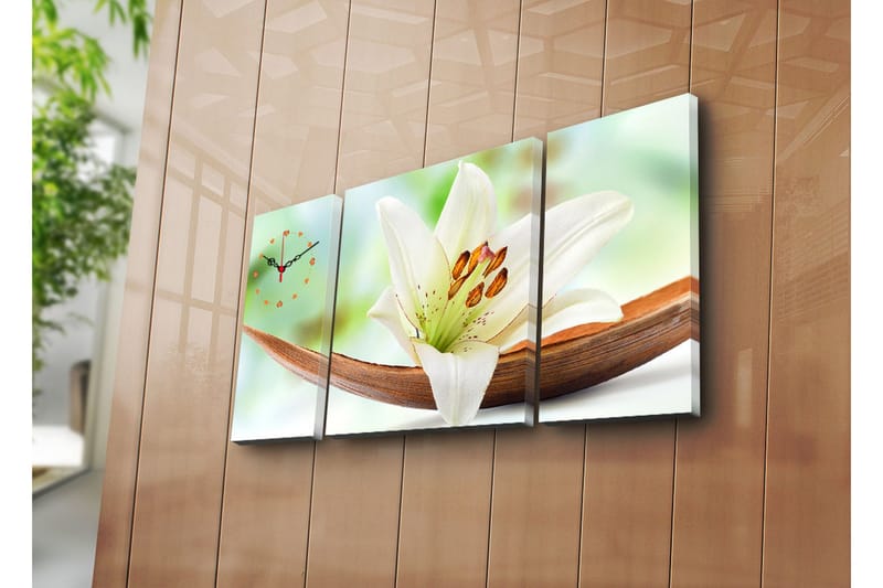 Dekorativ Canvasmålning med Klocka 3 Delar, Flerfärgad