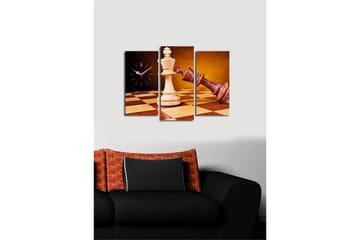 Dekorativ Canvasmålning med Klocka 3 Delar - Flerfärgad - Inredning - Väggdekor - Väggklocka & väggur