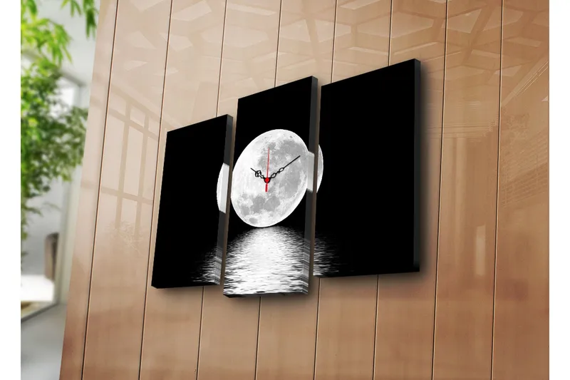 Dekorativ Canvasmålning med Klocka 3 Delar, Flerfärgad