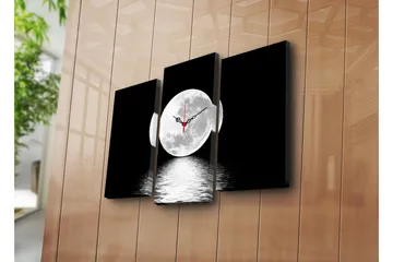 Dekorativ Canvasmålning med Klocka 3 Delar - Flerfärgad - Inredning - Väggdekor - Väggklocka & väggur