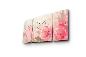 Dekorativ Canvasmålning med Klocka 3 Delar - Flerfärgad - Inredning - Väggdekor - Väggklocka & väggur