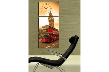 Dekorativ Canvasmålning med Klocka 3 Delar - Flerfärgad - Inredning - Väggdekor - Väggklocka & väggur