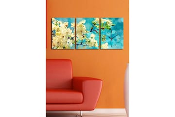 Dekorativ Canvasmålning med Klocka 3 Delar - Flerfärgad - Inredning - Väggdekor - Väggklocka & väggur