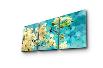 Dekorativ Canvasmålning med Klocka 3 Delar - Flerfärgad - Inredning - Väggdekor - Väggklocka & väggur