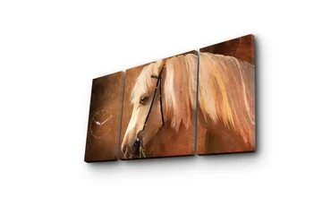 Dekorativ Canvasmålning med Klocka 3 Delar - Flerfärgad - Inredning - Väggdekor - Väggklocka & väggur