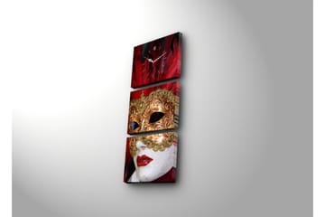 Dekorativ Canvasmålning med Klocka 3 Delar - Flerfärgad - Inredning - Väggdekor - Väggklocka & väggur