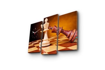 Dekorativ Canvasmålning med Klocka 3 Delar - Flerfärgad - Inredning - Väggdekor - Väggklocka & väggur