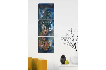 Dekorativ Canvasmålning med Klocka 3 Delar - Flerfärgad - Inredning - Väggdekor - Väggklocka & väggur