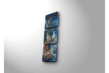 Dekorativ Canvasmålning med Klocka 3 Delar - Flerfärgad - Inredning - Väggdekor - Väggklocka & väggur