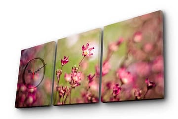 Dekorativ Canvasmålning med Klocka 3 Delar - Flerfärgad - Inredning - Väggdekor - Väggklocka & väggur