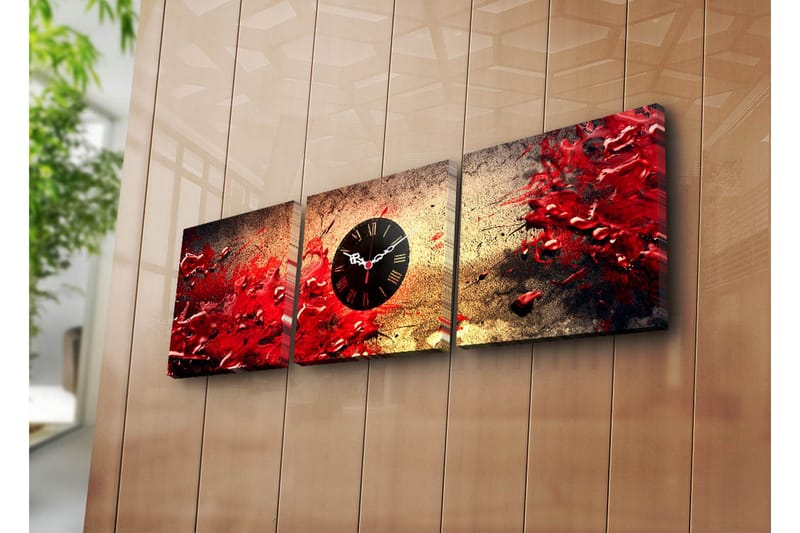 Dekorativ Canvasmålning med Klocka 3 Delar, Flerfärgad