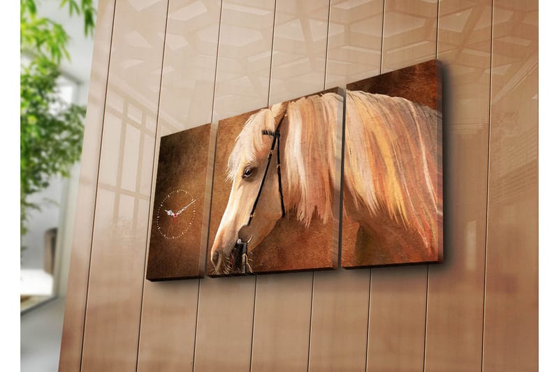 Dekorativ Canvasmålning med Klocka 3 Delar, Flerfärgad