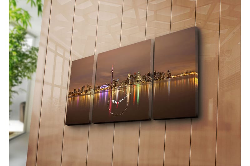 Dekorativ Canvasmålning med Klocka 3 Delar, Flerfärgad