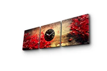 Dekorativ Canvasmålning med Klocka 3 Delar - Flerfärgad - Inredning - Väggdekor - Väggklocka & väggur