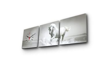 Dekorativ Canvasmålning med Klocka 3 Delar - Flerfärgad - Inredning - Väggdekor - Väggklocka & väggur