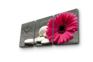 Dekorativ Canvasmålning med Klocka 3 Delar - Flerfärgad - Inredning - Väggdekor - Väggklocka & väggur