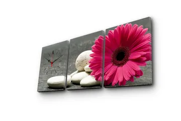 Dekorativ Canvasmålning med Klocka 3 Delar - Flerfärgad - Inredning - Väggdekor - Väggklocka & väggur