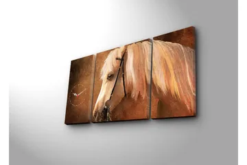 Dekorativ Canvasmålning med Klocka 3 Delar - Flerfärgad - Inredning - Väggdekor - Väggklocka & väggur