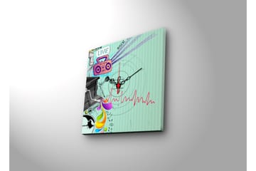 Dekorativ Canvasmålning med Klocka - Flerfärgad - Inredning - Väggdekor - Väggklocka & väggur