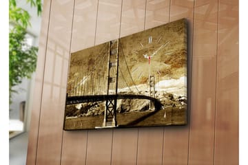 Dekorativ Canvasmålning med Klocka - Flerfärgad - Inredning - Väggdekor - Väggklocka & väggur