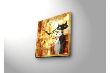 Dekorativ Canvasmålning med Klocka - Flerfärgad - Inredning - Väggdekor - Väggklocka & väggur