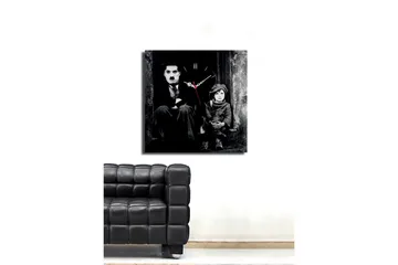 Dekorativ Canvasmålning med Klocka - Flerfärgad - Inredning - Väggdekor - Väggklocka & väggur