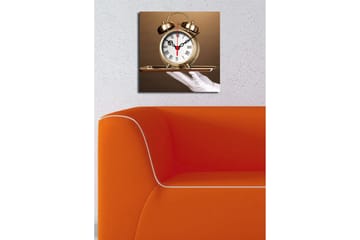 Dekorativ Canvasmålning med Klocka - Flerfärgad - Inredning - Väggdekor - Väggklocka & väggur