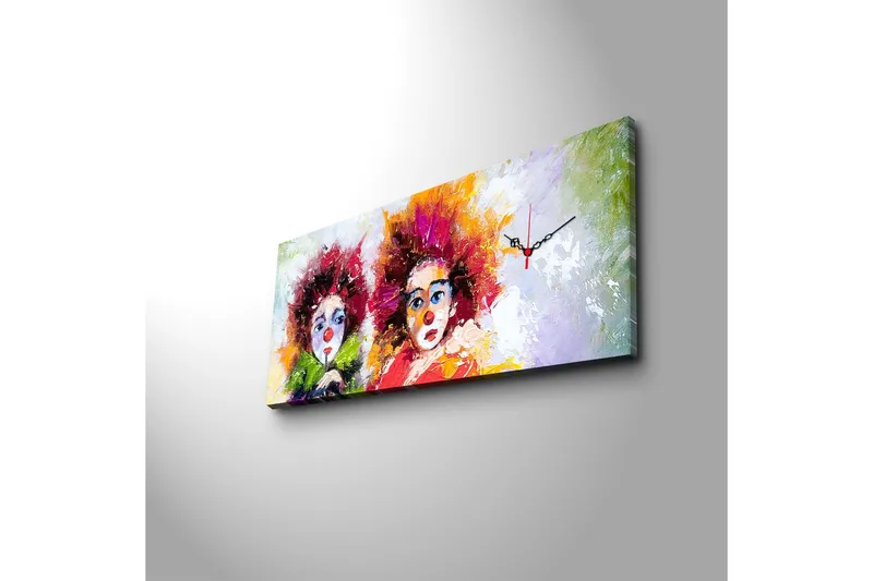 Dekorativ Canvasmålning med Klocka - Flerfärgad - Inredning - Väggdekor - Väggklocka & väggur