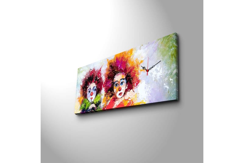 Dekorativ Canvasmålning med Klocka - Flerfärgad - Inredning - Väggdekor - Väggklocka & väggur