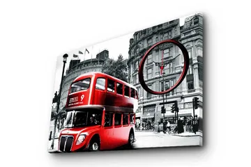 Dekorativ Canvasmålning med Klocka - Flerfärgad - Inredning - Väggdekor - Väggklocka & väggur