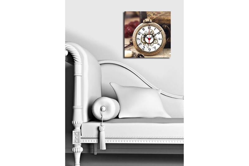Dekorativ Canvasmålning med Klocka - Flerfärgad - Inredning - Väggdekor - Väggklocka & väggur