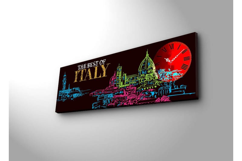 Dekorativ Canvasmålning med Klocka - Flerfärgad - Inredning - Väggdekor - Väggklocka & väggur