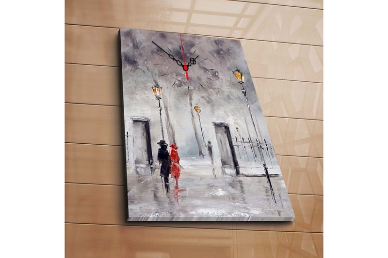 Dekorativ Canvasmålning med Klocka, Flerfärgad