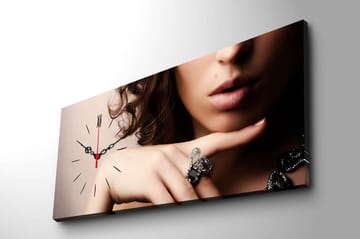 Dekorativ Canvasmålning med Klocka - Flerfärgad - Inredning - Väggdekor - Väggklocka & väggur