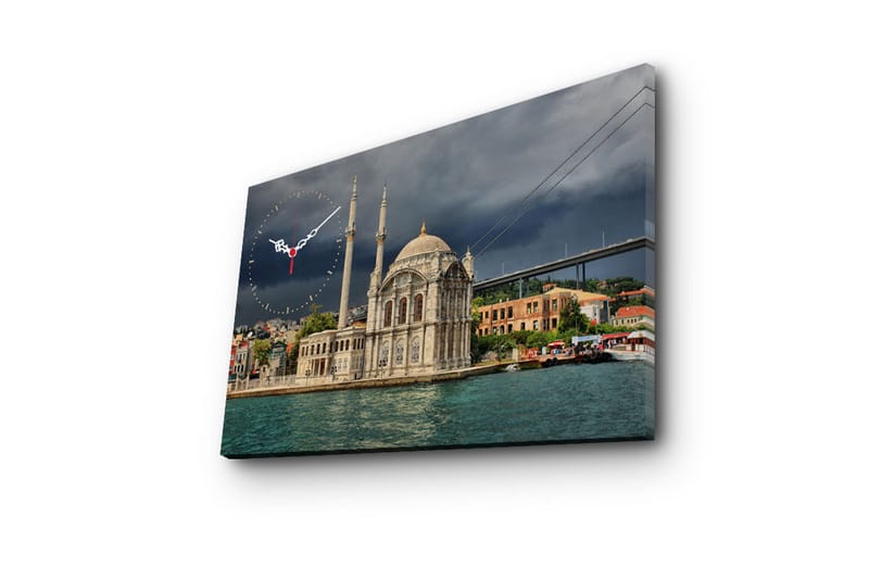 Dekorativ Canvasmålning med Klocka - Flerfärgad - Inredning - Väggdekor - Väggklocka & väggur