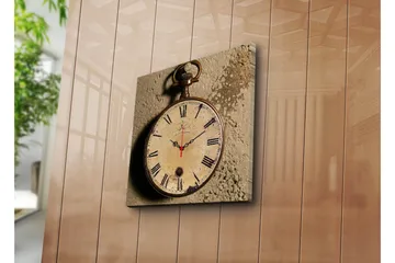 Dekorativ Canvasmålning med Klocka - Flerfärgad - Inredning - Väggdekor - Väggklocka & väggur