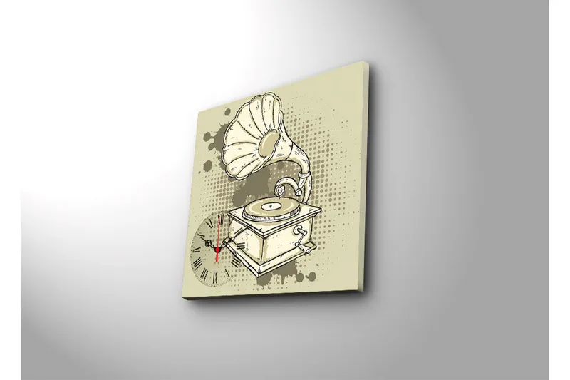 Dekorativ Canvasmålning med Klocka - Flerfärgad - Inredning - Väggdekor - Väggklocka & väggur