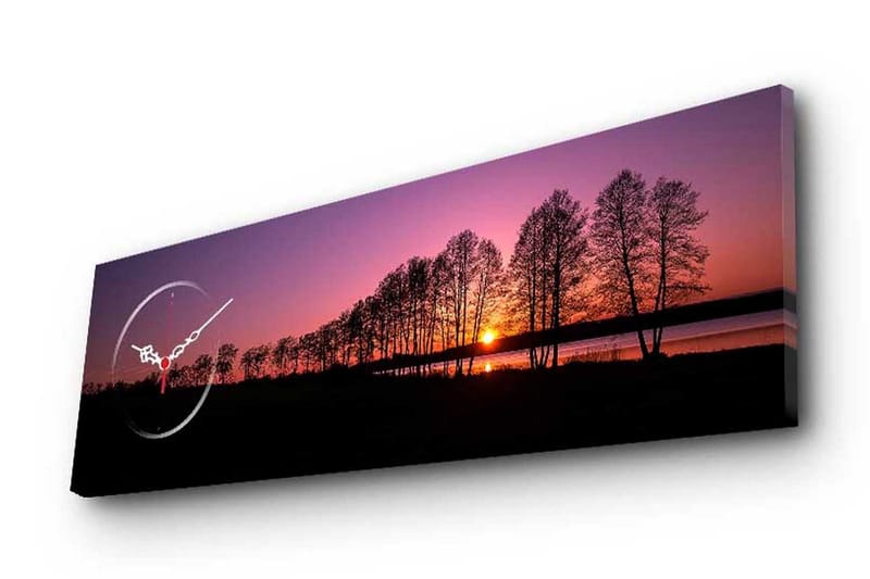 Dekorativ Canvasmålning med Klocka - Flerfärgad - Inredning - Väggdekor - Väggklocka & väggur