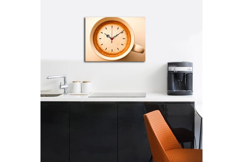 Dekorativ Canvasmålning med Klocka - Flerfärgad - Inredning - Väggdekor - Väggklocka & väggur