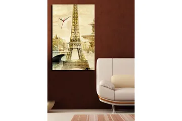 Dekorativ Canvasmålning med Klocka - Flerfärgad - Inredning - Väggdekor - Väggklocka & väggur