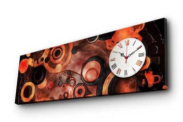 Dekorativ Canvasmålning med Klocka - Flerfärgad - Inredning - Väggdekor - Väggklocka & väggur