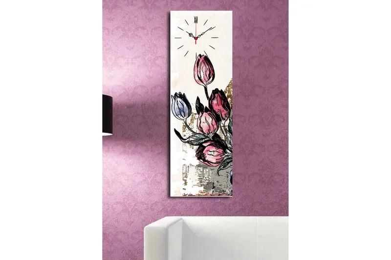 Dekorativ Canvasmålning med Klocka - Flerfärgad - Inredning - Väggdekor - Väggklocka & väggur